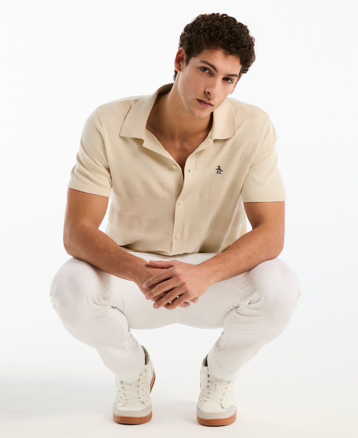 Original Penguin Honeycomb Striped Sweater Polo