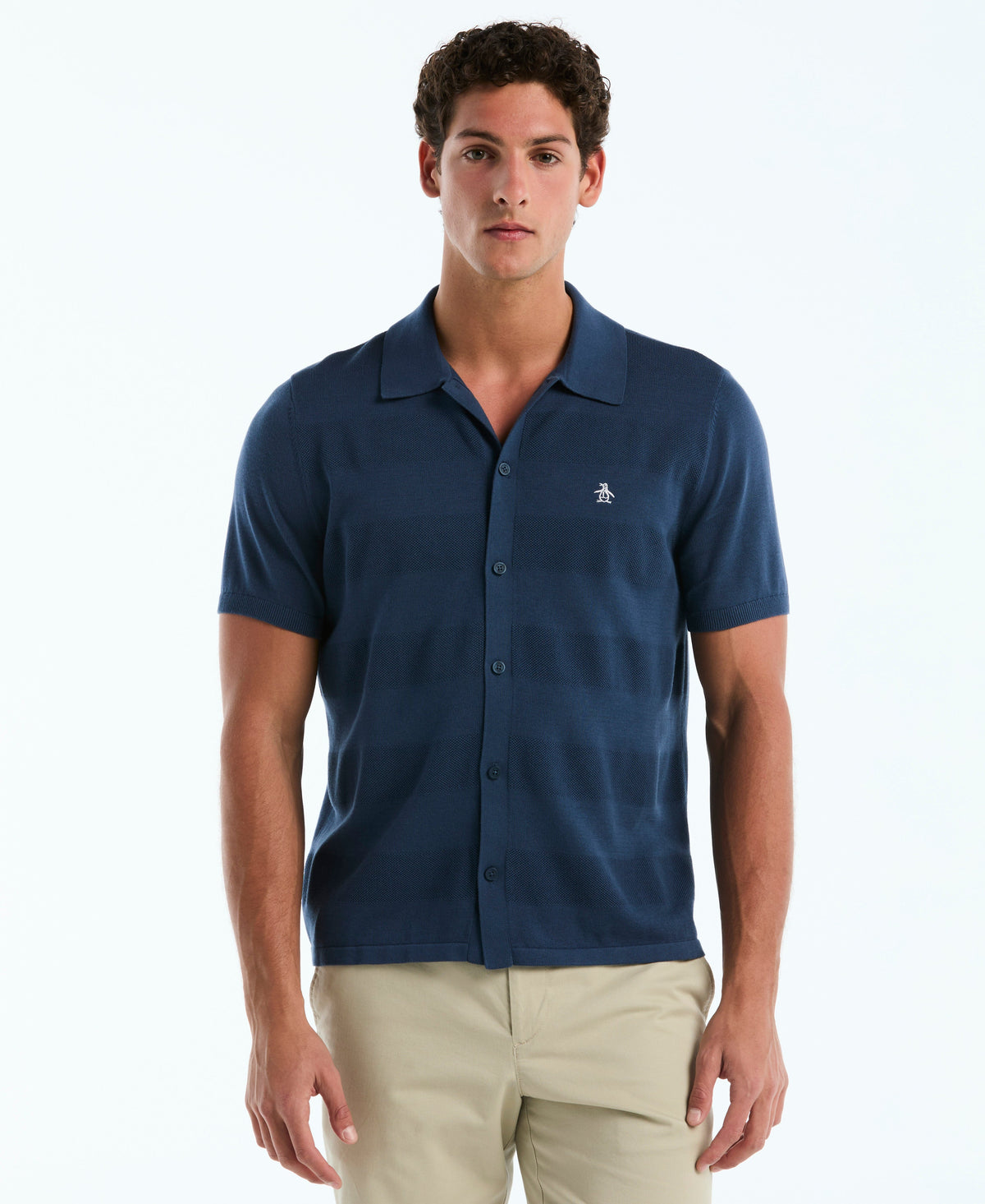 Original Penguin Honeycomb Striped Sweater Polo