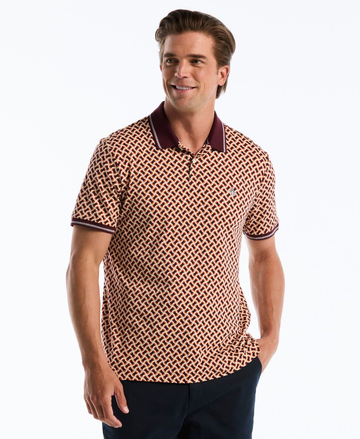 Original Penguin Interlock 70's Geo Polo