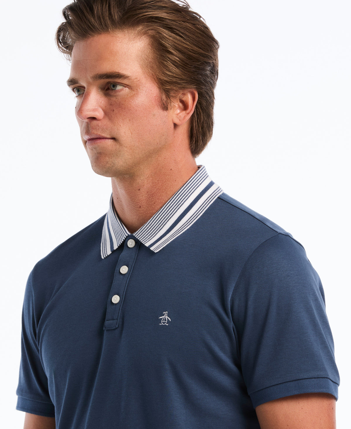 Original Penguin Interlock Striped Collar Polo