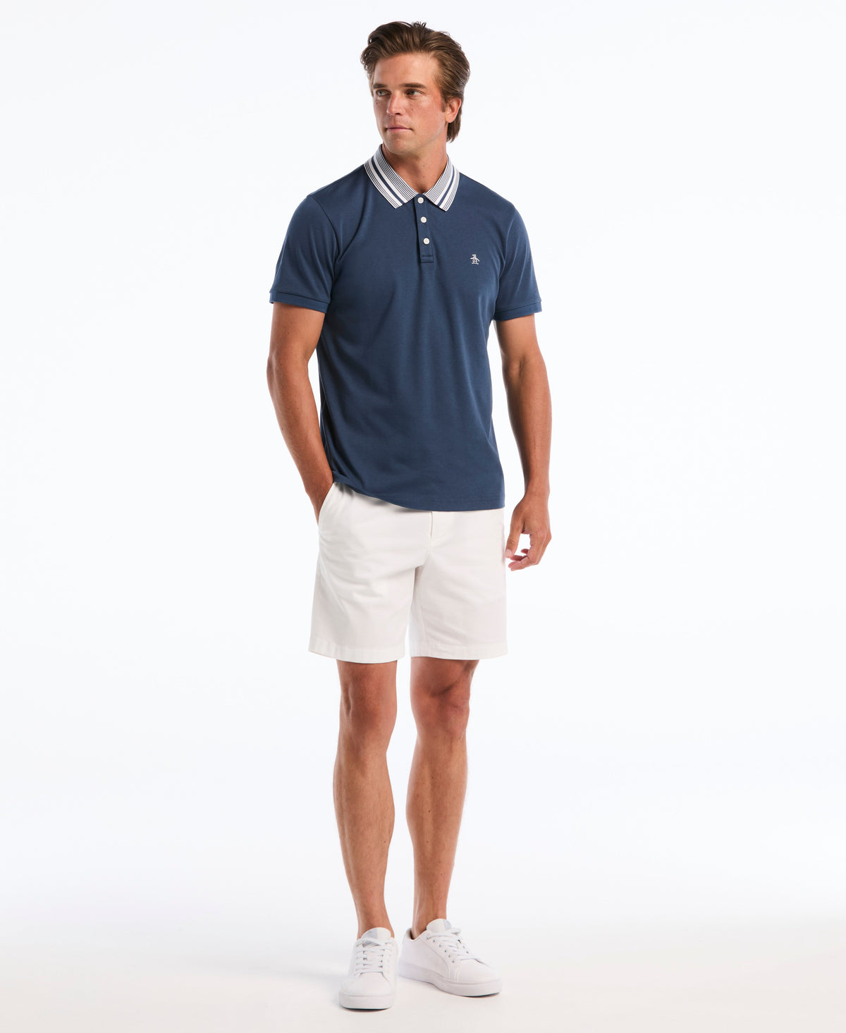 Original Penguin Interlock Striped Collar Polo