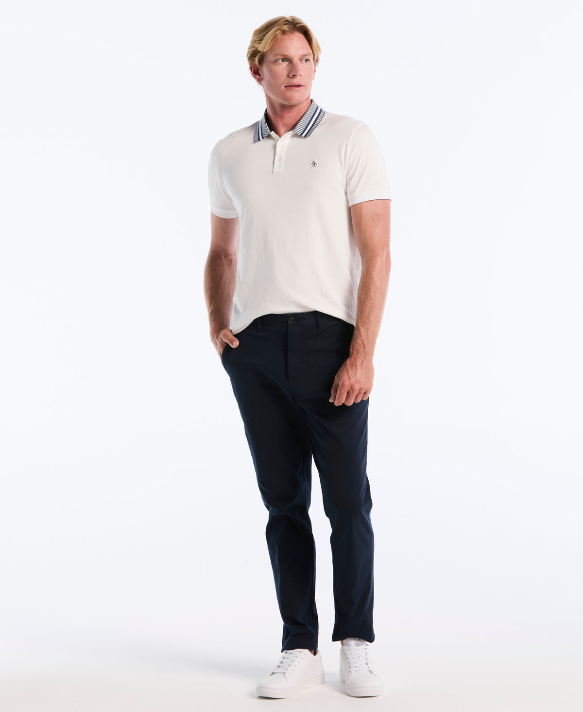 Original Penguin Interlock Striped Collar Polo