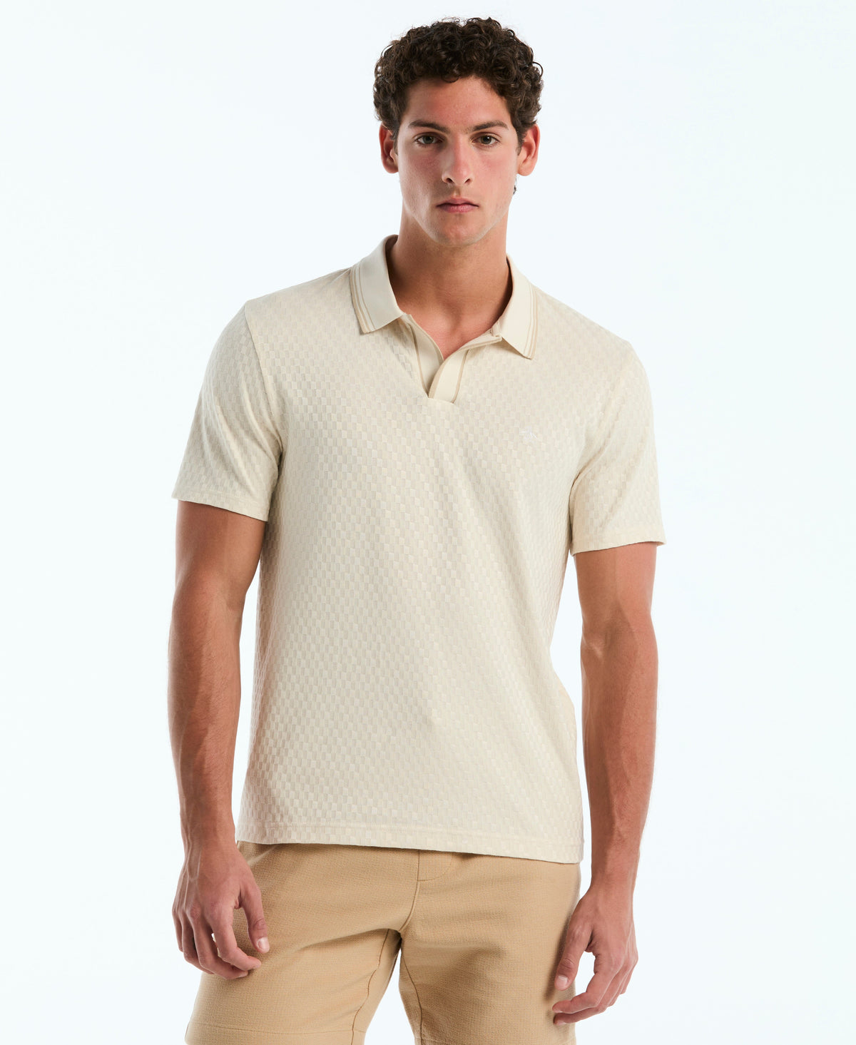 Original Penguin Jacquard Check Johnny Collar Polo