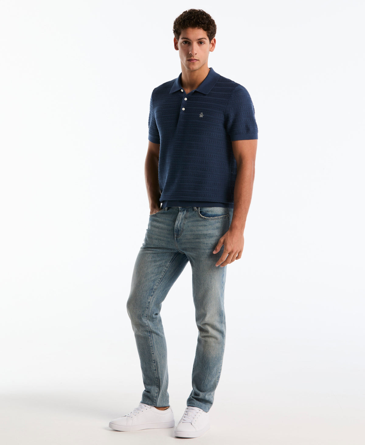 Original Penguin Jacquard Pointelle Sweater Polo