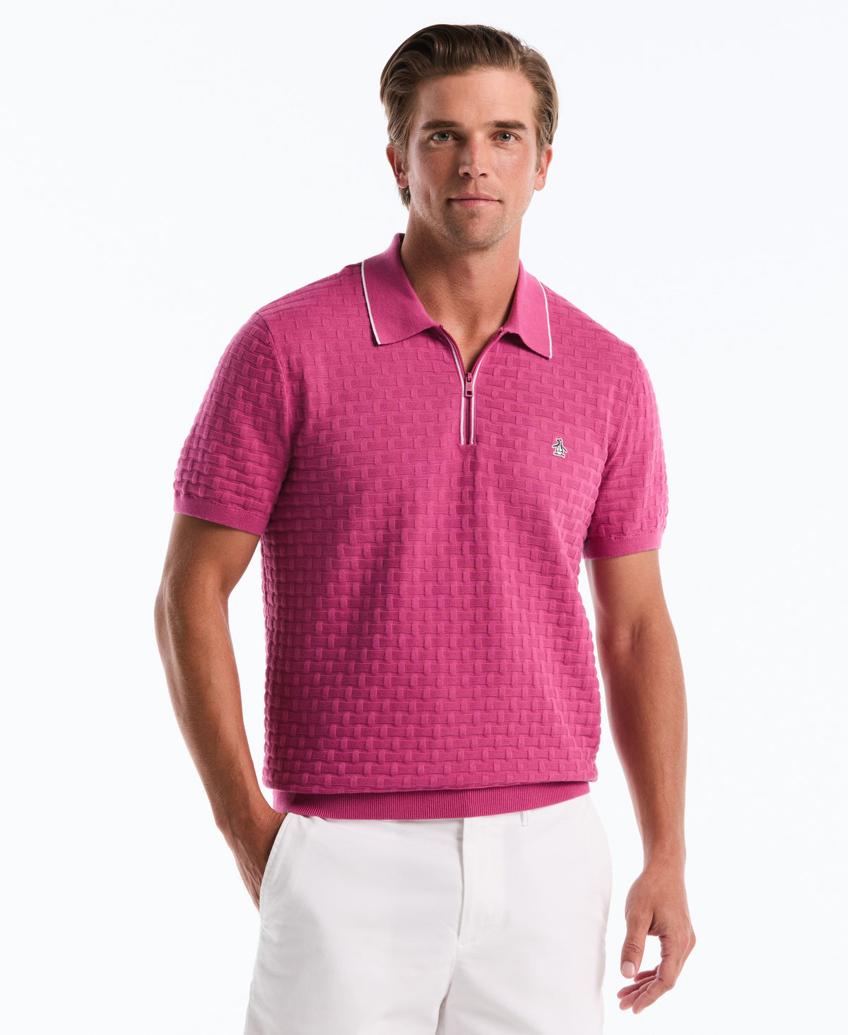 Original Penguin Links Quarter Zip Sweater Polo
