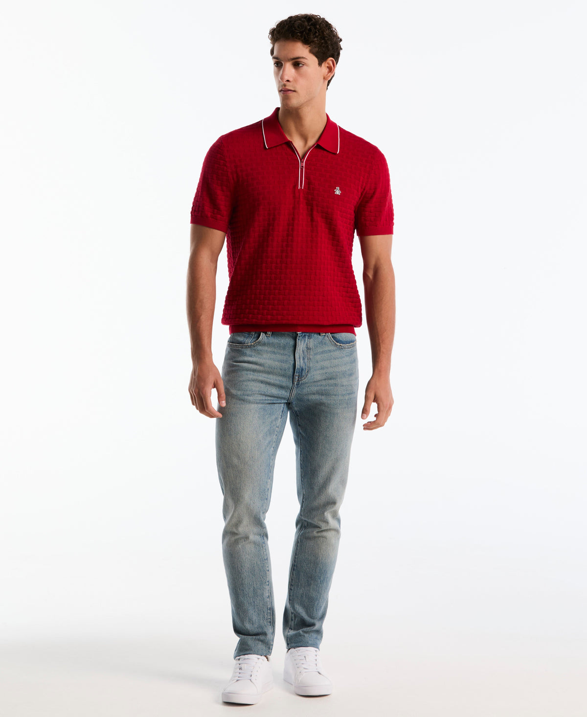 Original Penguin Links Quarter Zip Sweater Polo