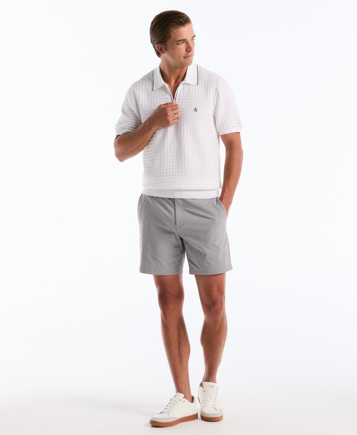Original Penguin Links Quarter Zip Sweater Polo