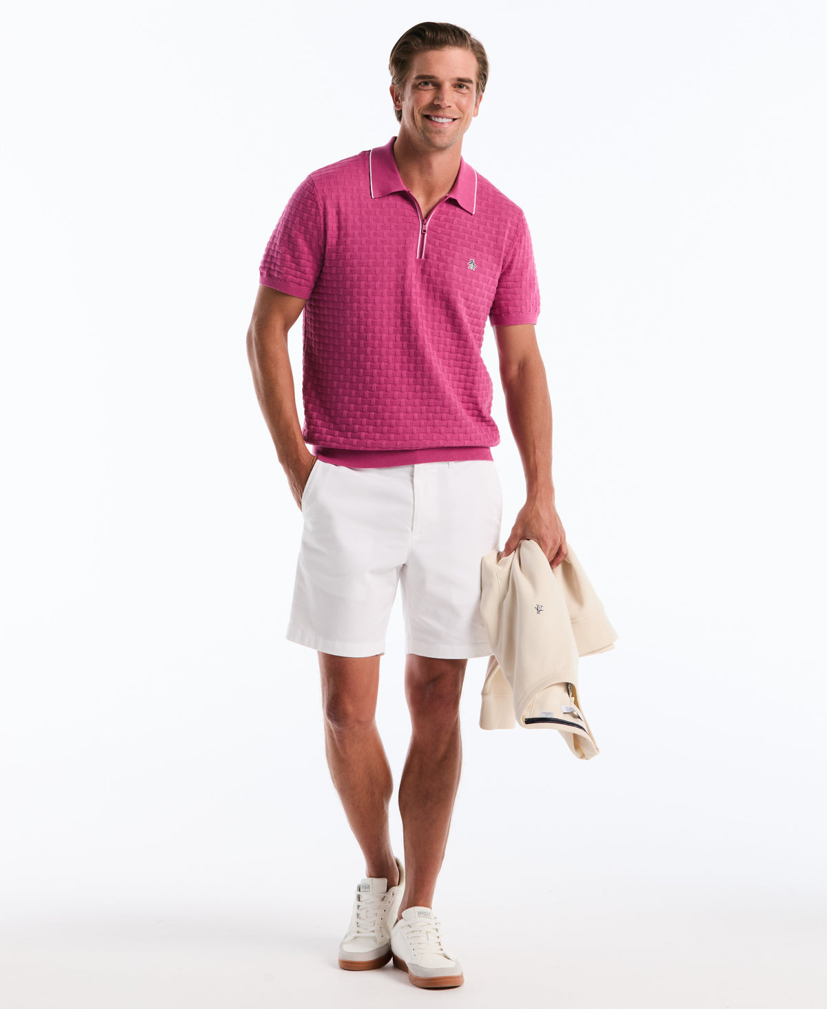 Original Penguin Links Quarter Zip Sweater Polo