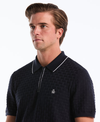 Original Penguin Links Quarter Zip Sweater Polo