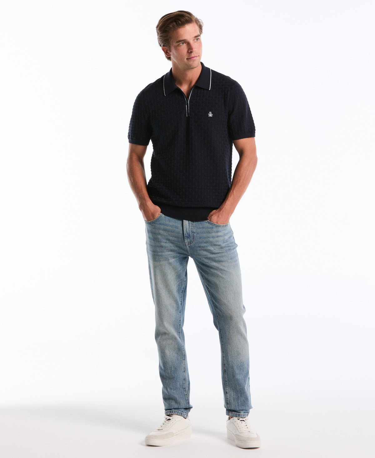 Original Penguin Links Quarter Zip Sweater Polo