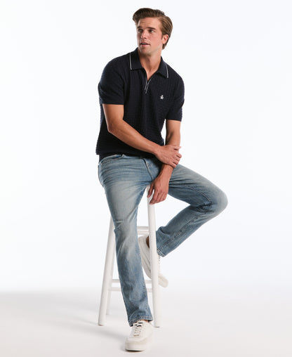 Original Penguin Links Quarter Zip Sweater Polo