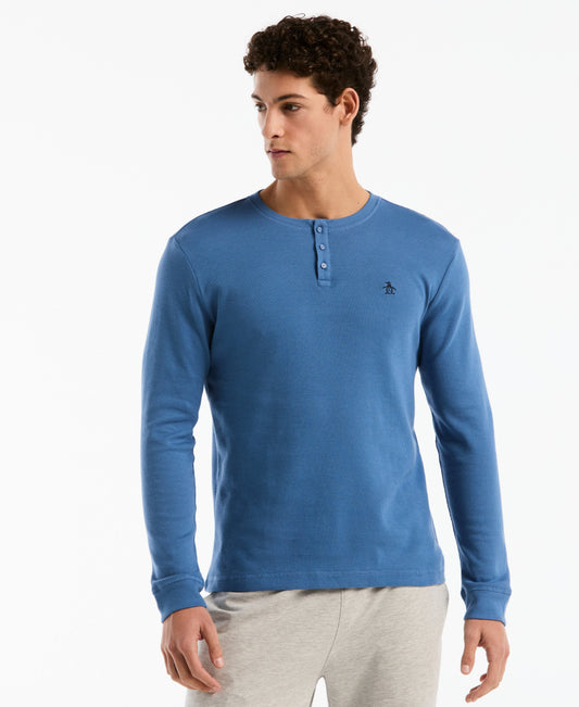 Original Penguin Long Sleeve Waffle Henley Shirt