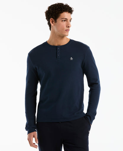 Original Penguin Long Sleeve Waffle Henley Shirt