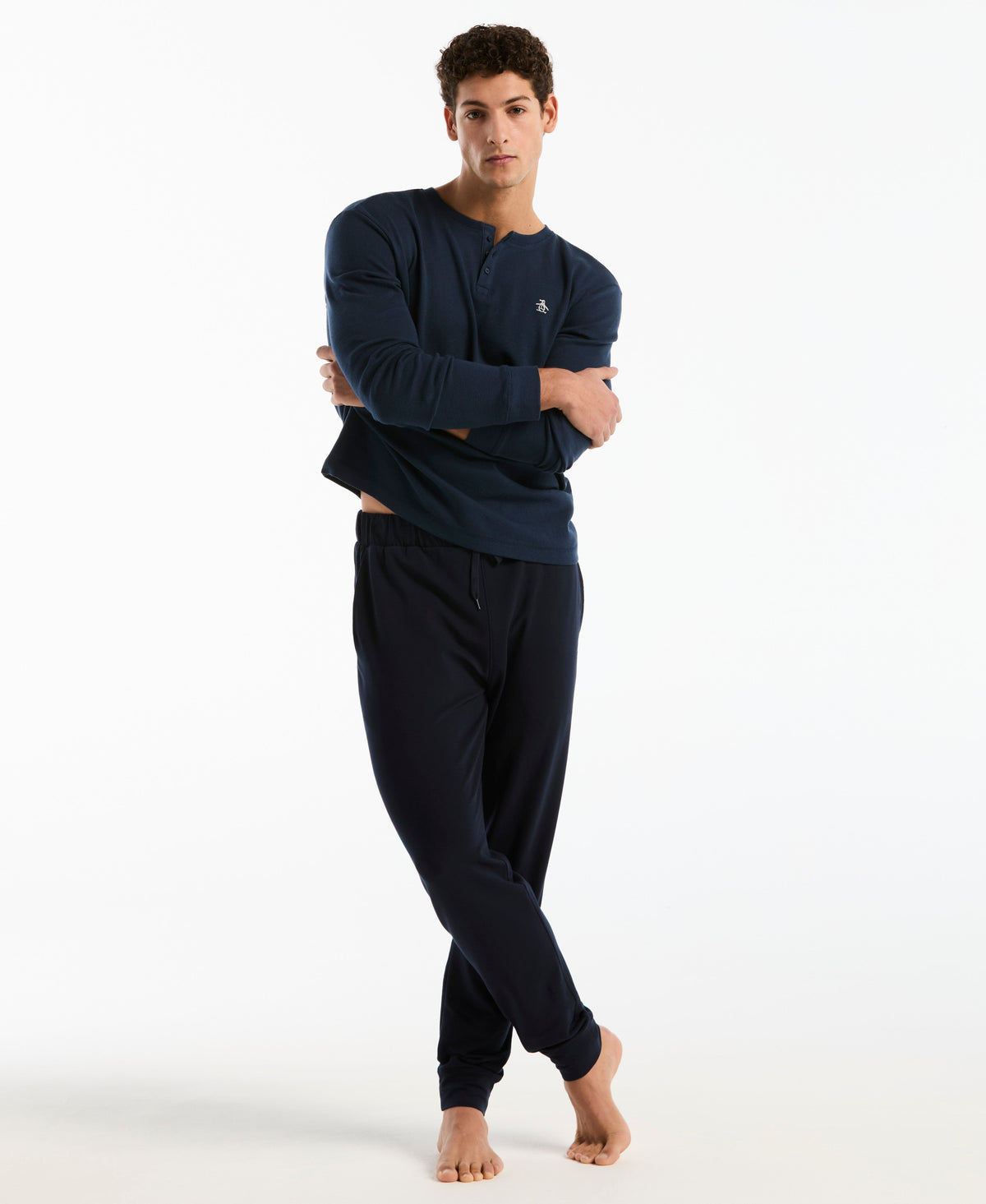 Original Penguin Long Sleeve Waffle Henley Shirt