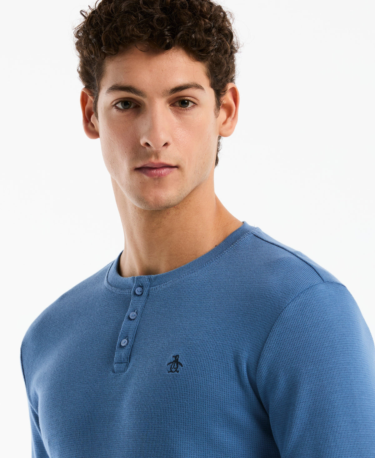 Original Penguin Long Sleeve Waffle Henley Shirt