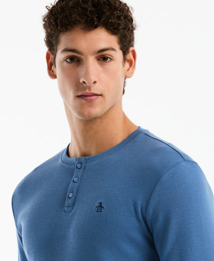 Original Penguin Long Sleeve Waffle Henley Shirt