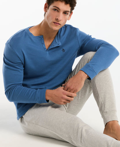 Original Penguin Long Sleeve Waffle Henley Shirt
