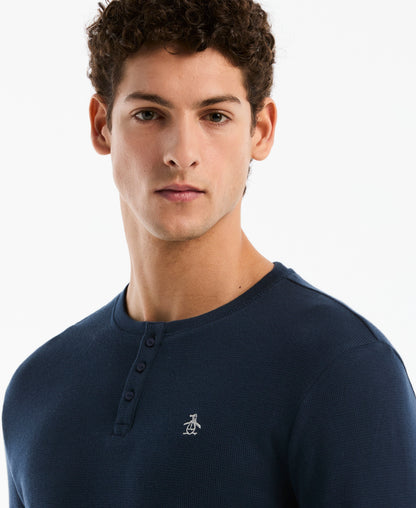 Original Penguin Long Sleeve Waffle Henley Shirt