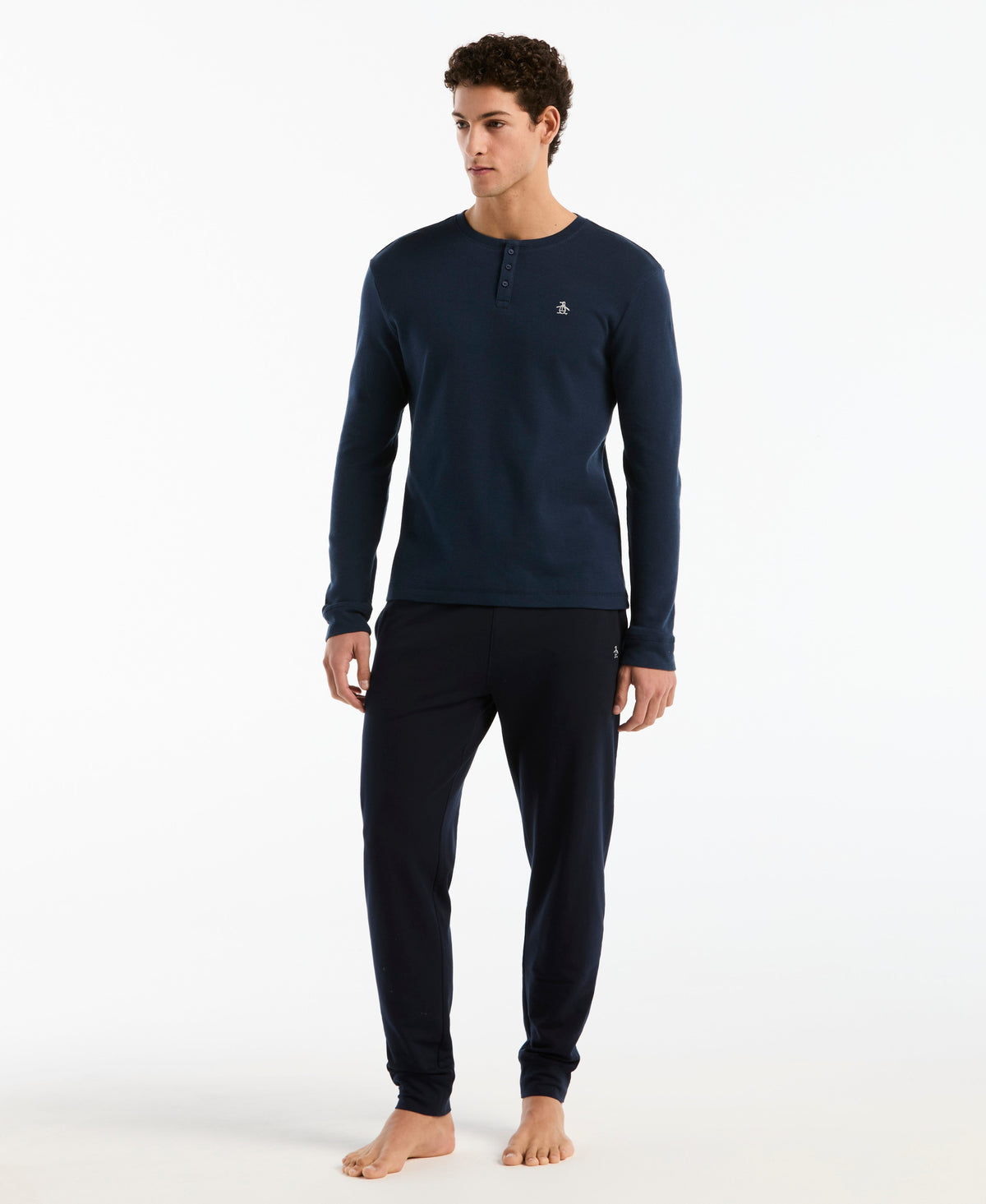 Original Penguin Long Sleeve Waffle Henley Shirt
