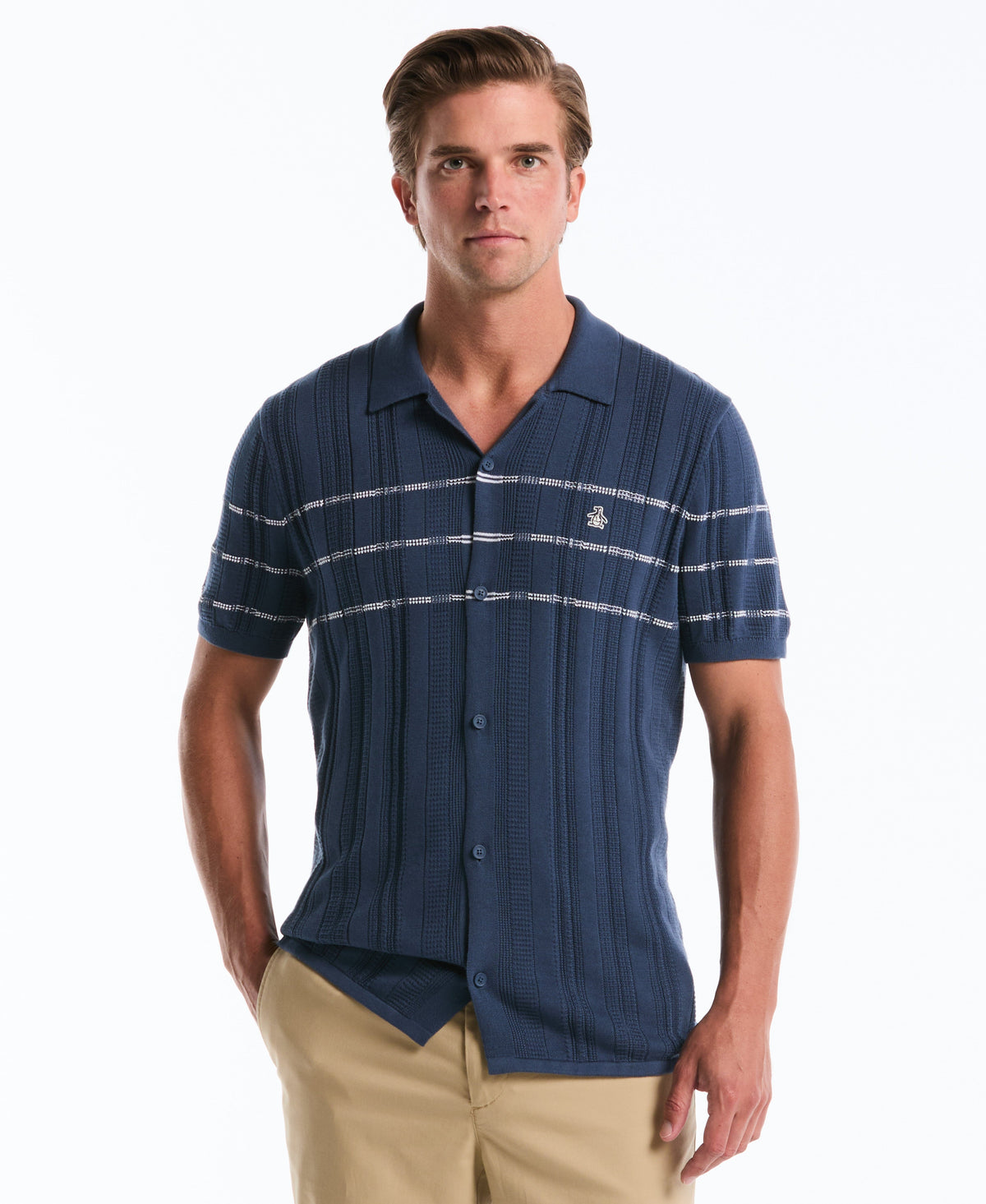 Original Penguin Mix Rib Button Sweater Polo