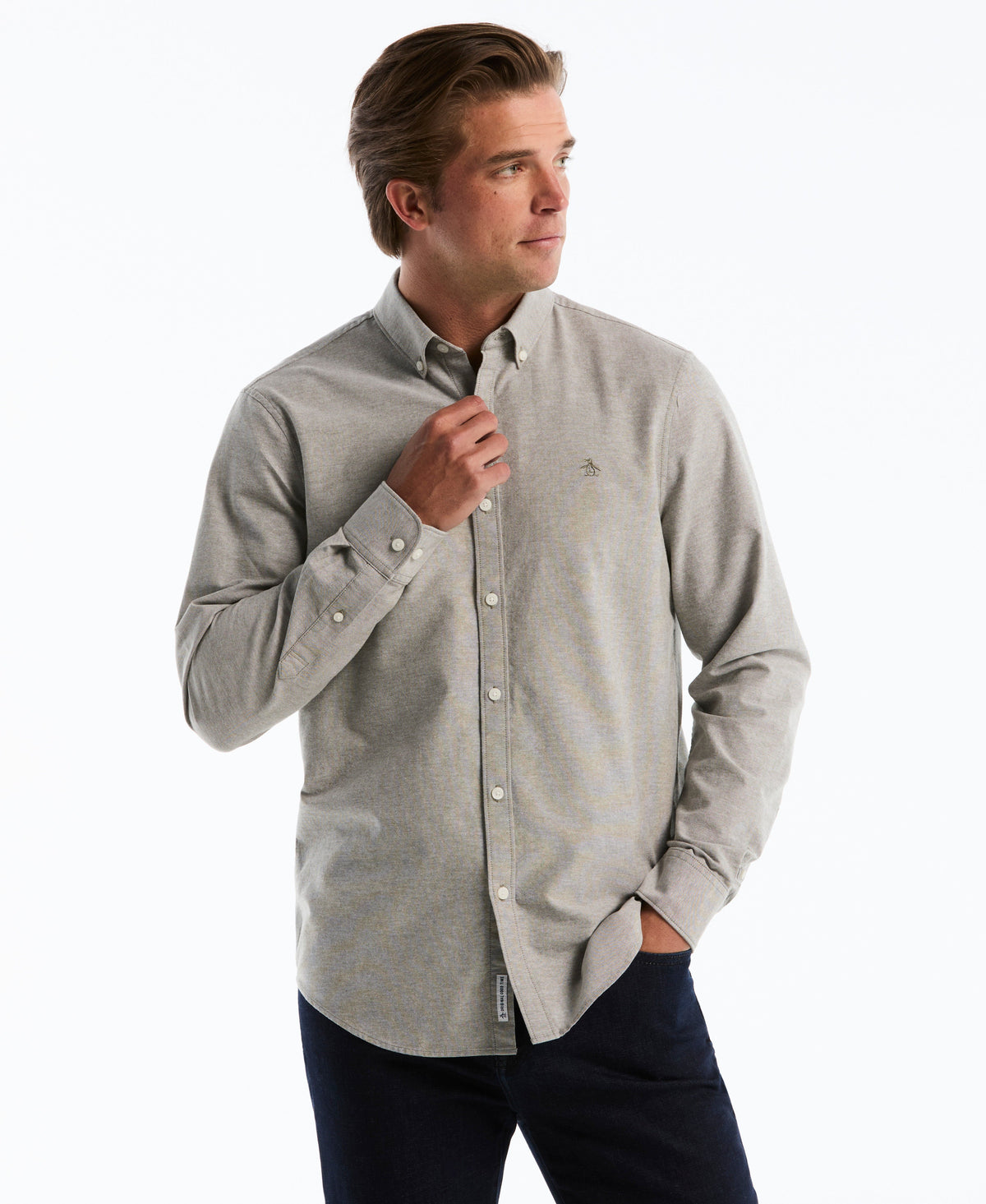 Original Penguin Oxford Long Sleeve Button-Down Shirt