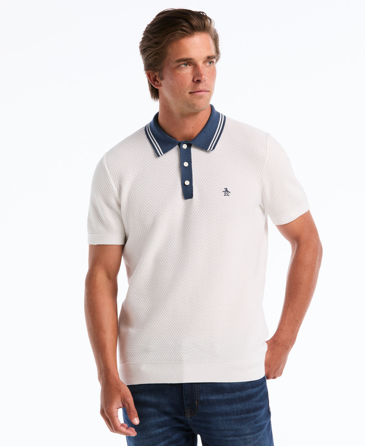 Original Penguin Popcorn Stitch Sweater Polo