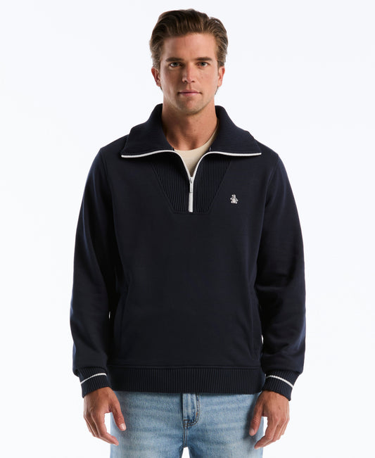 Original Penguin Quarter Zip Organic Fleece Tipped Pull-Over