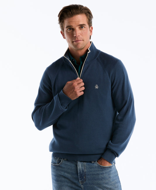 Original Penguin Quarter Zip Solid Textured Sweater