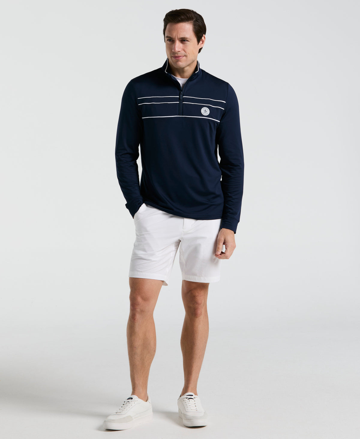 Original Penguin Quarter Zip Striped Golf Pull-Over