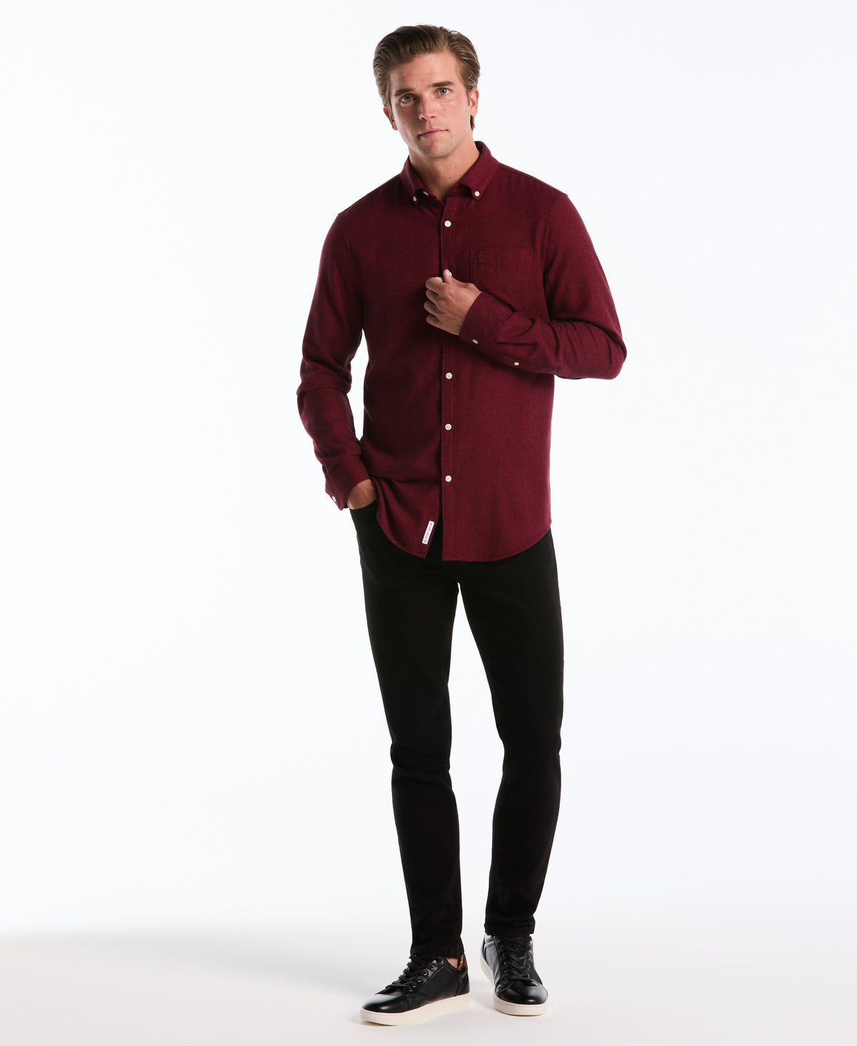 Original Penguin Solid-Colored Flannel Shirt