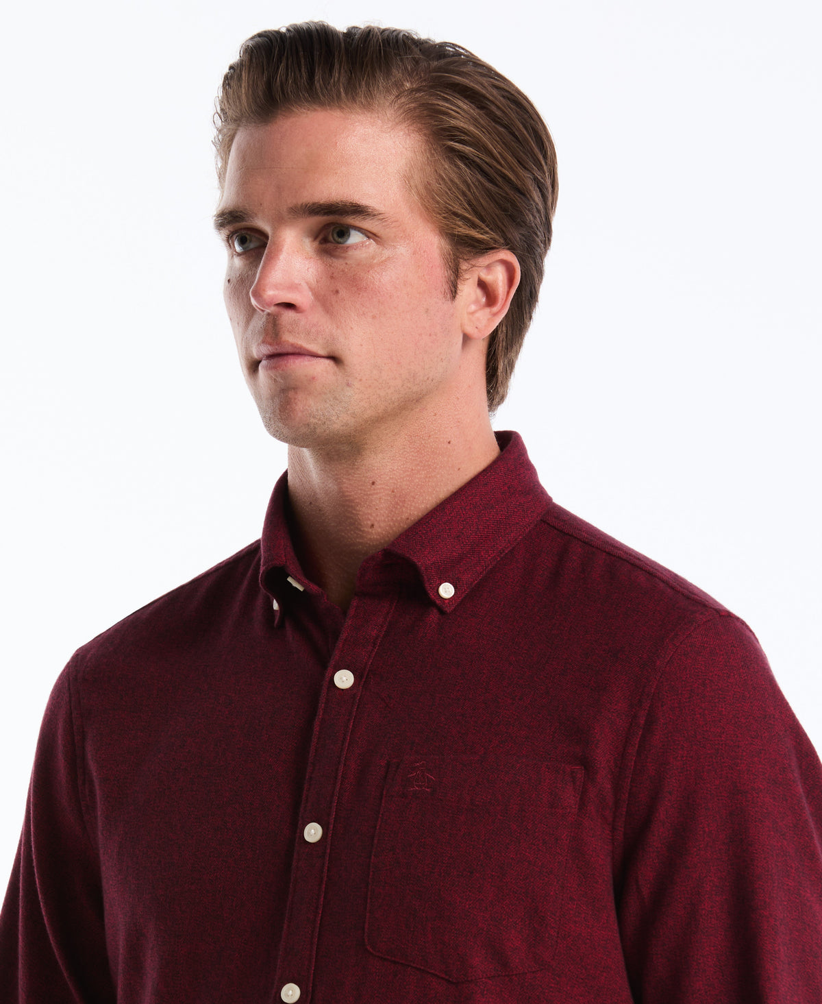 Original Penguin Solid-Colored Flannel Shirt