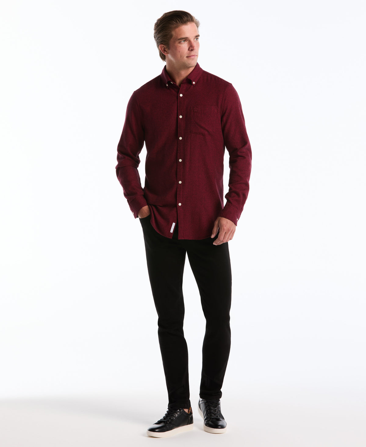 Original Penguin Solid-Colored Flannel Shirt