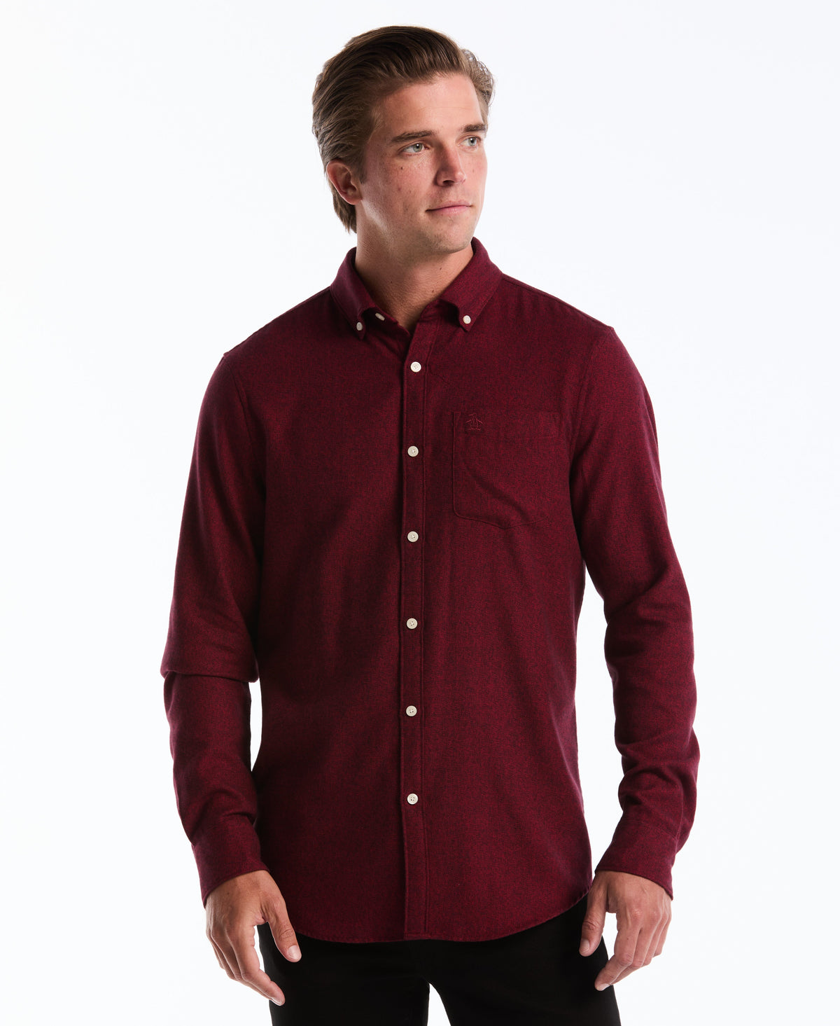 Original Penguin Solid-Colored Flannel Shirt