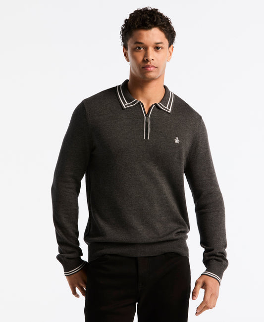 Original Penguin Tipped Quarter Zip Sweater Polo