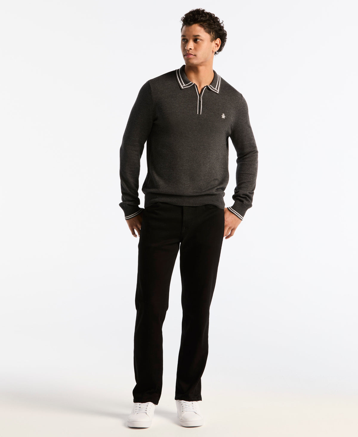 Original Penguin Tipped Quarter Zip Sweater Polo