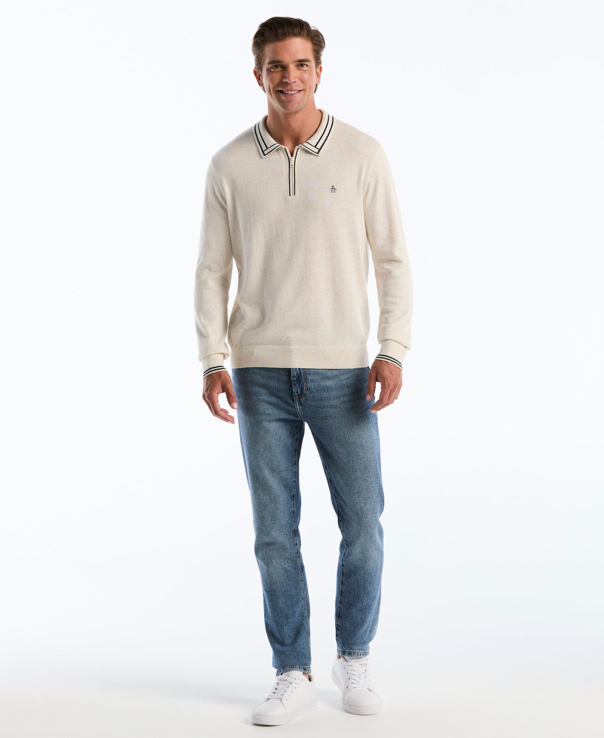 Original Penguin Tipped Quarter Zip Sweater Polo