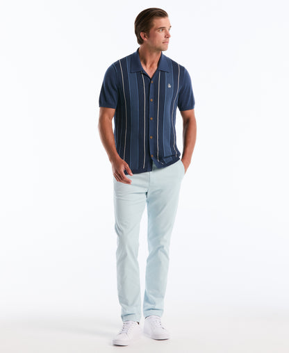 Original Penguin Vertical Striped Button-Up Sweater Polo