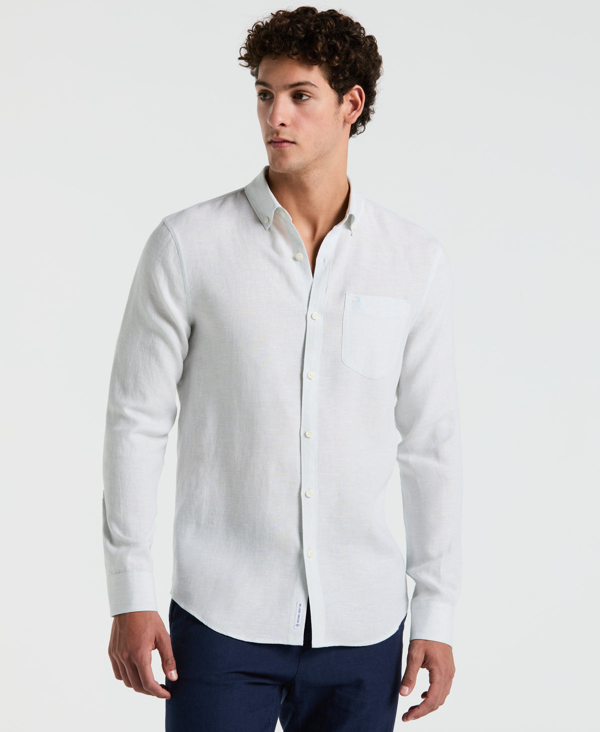 Original Penguin Washed Linen Long Sleeve Shirt
