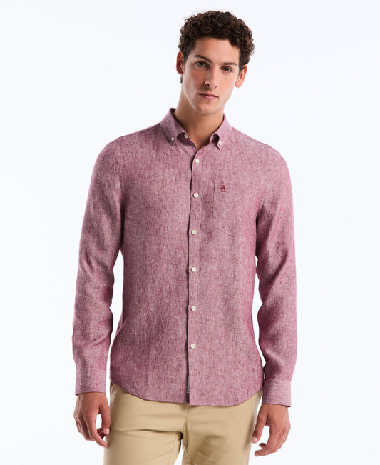 Original Penguin Washed Linen Long Sleeve Shirt