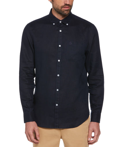 Original Penguin Washed Linen Long Sleeve Shirt