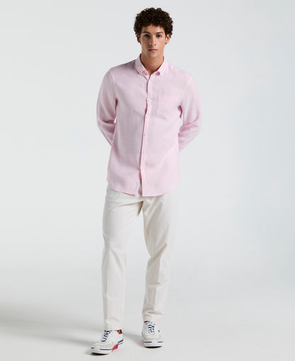 Original Penguin Washed Linen Long Sleeve Shirt