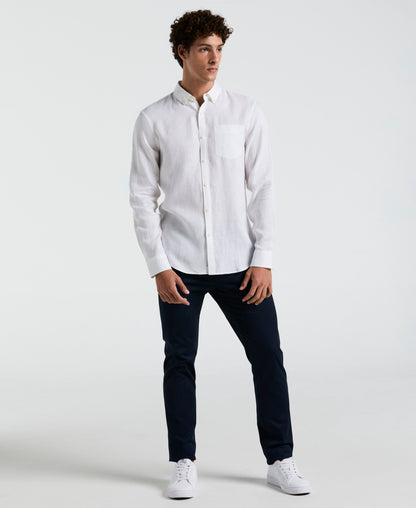 Original Penguin Washed Linen Long Sleeve Shirt