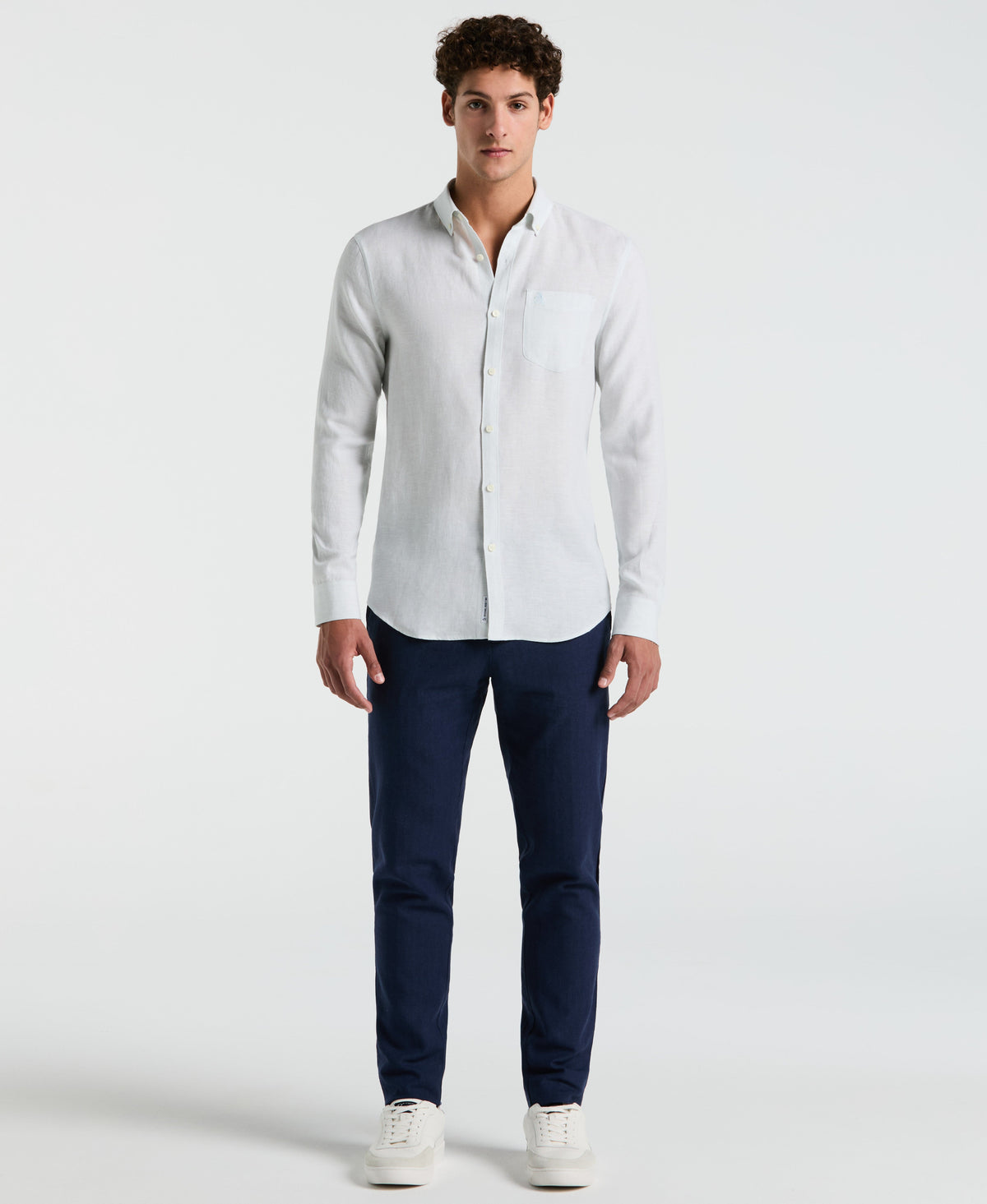 Original Penguin Washed Linen Long Sleeve Shirt
