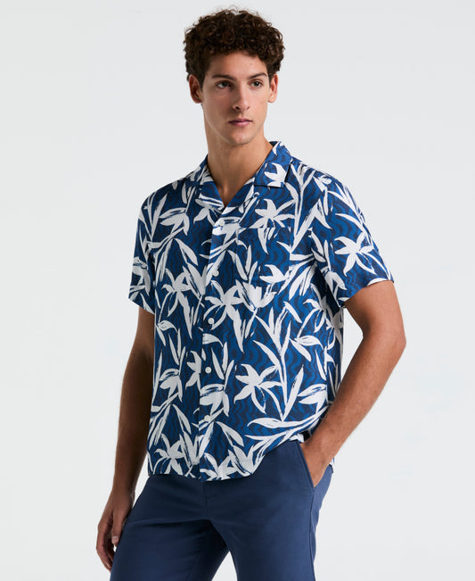 Original Penguin Wave Floral Print Camp Shirt