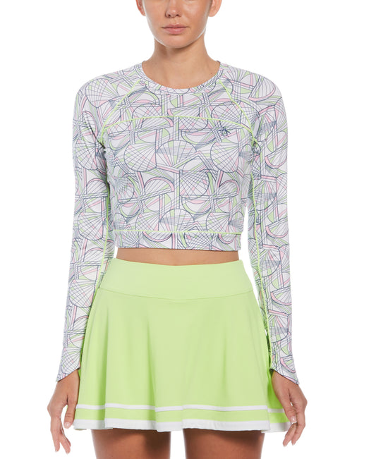 Original Penguin Women's Abstract Print Cropped Tennis Shirt