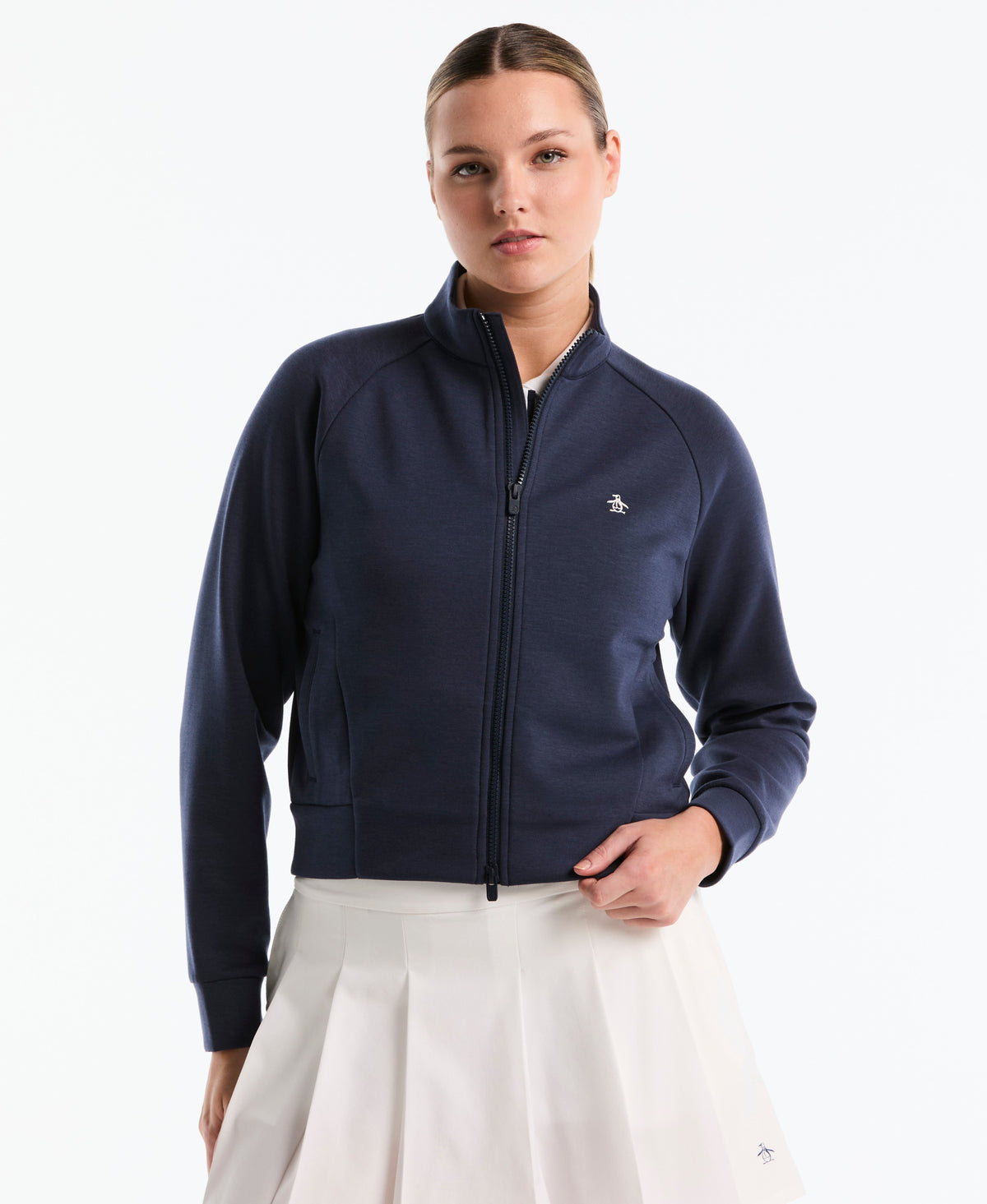 Original Penguin Women's Full-Zip Textured Knit Golf Jacket