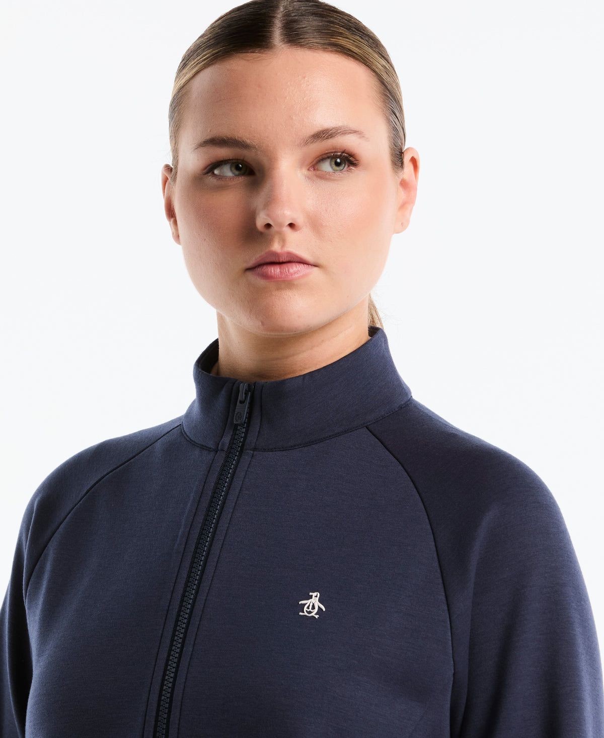Original Penguin Women's Full-Zip Textured Knit Golf Jacket