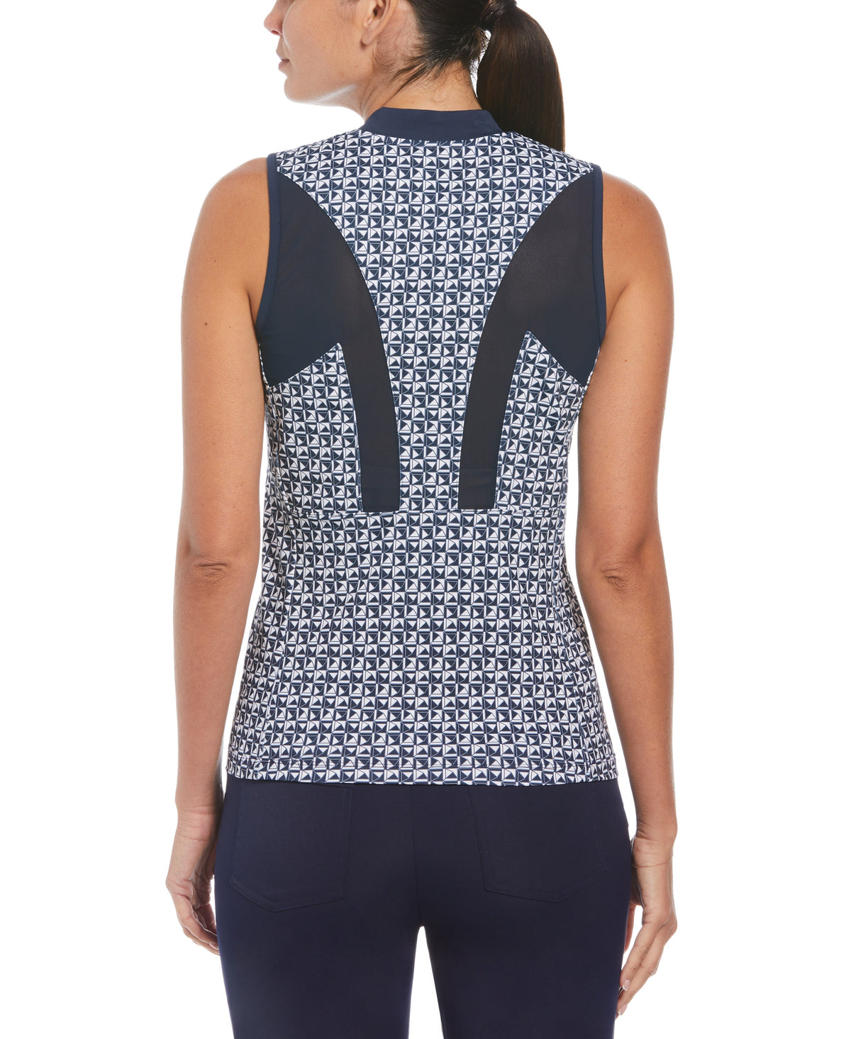 Original Penguin Women's Geometric Print Sleeveless Golf Polo