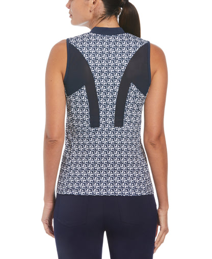Original Penguin Women's Geometric Print Sleeveless Golf Polo