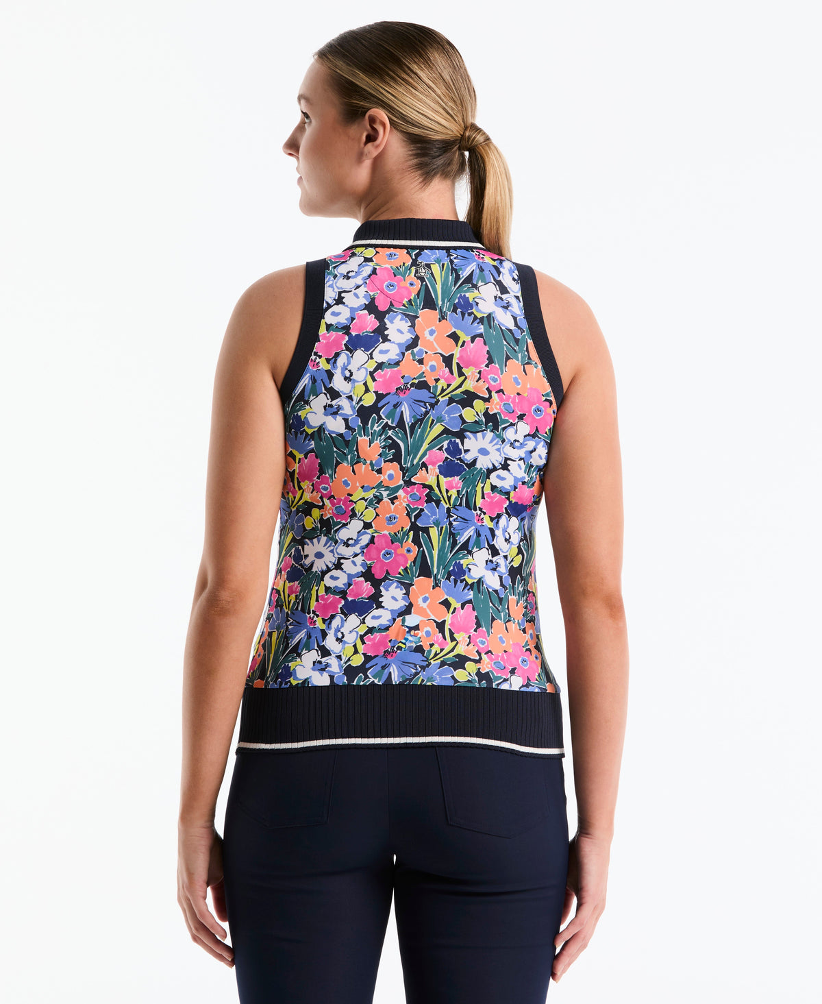 Original Penguin Women's Sketch Floral Sleeveless Golf Polo